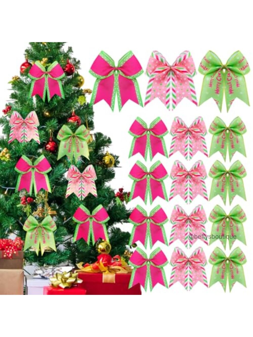 12 Pc Christmas Bow Decorations Imitation Linen Tree Ornaments
